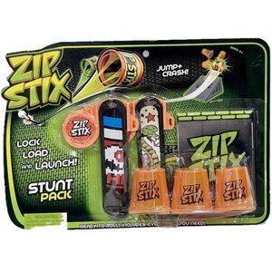 Zip Stix Stunt Pack Launcher Toy Set with Ramps